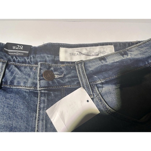 Treasure & Bond foster Boyfriend Denim Shorts Button Up Destroyed Frayed Hem 29 - Picture 5 of 5